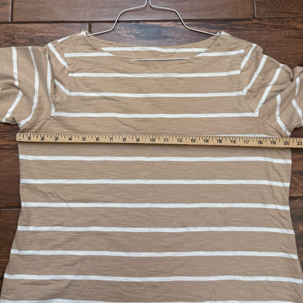 Old Navy Women's Knit T-Shirt Long Sleeve Boat Neck Sz L Earth Brown/Tan Stripe - Picture 3 of 6